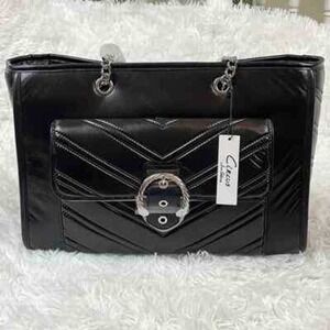 Circus by Sam Edelman Black‎ Lg Tote Bag Purse Buckle Pocket Chain Strap/ #B001
